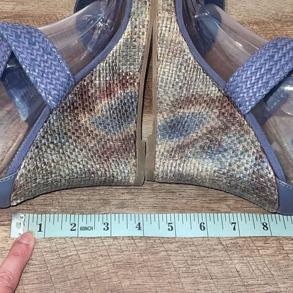 Dana Buchman Vintage Summer Woven Platform Wedge Sandals Blue Purple Size 10 - Picture 7 of 10